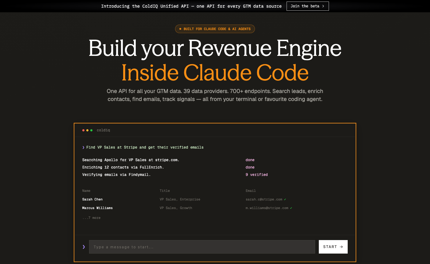 ColdIQ homepage
