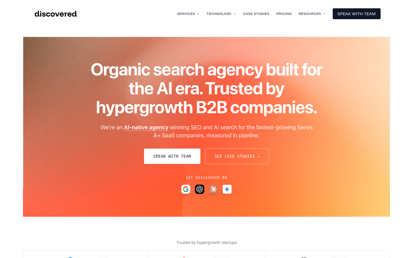 Discovered Labs homepage